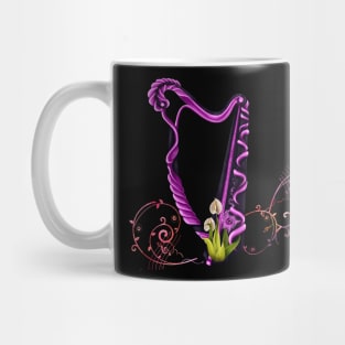 Wonderful elegant harp and flowers Mug